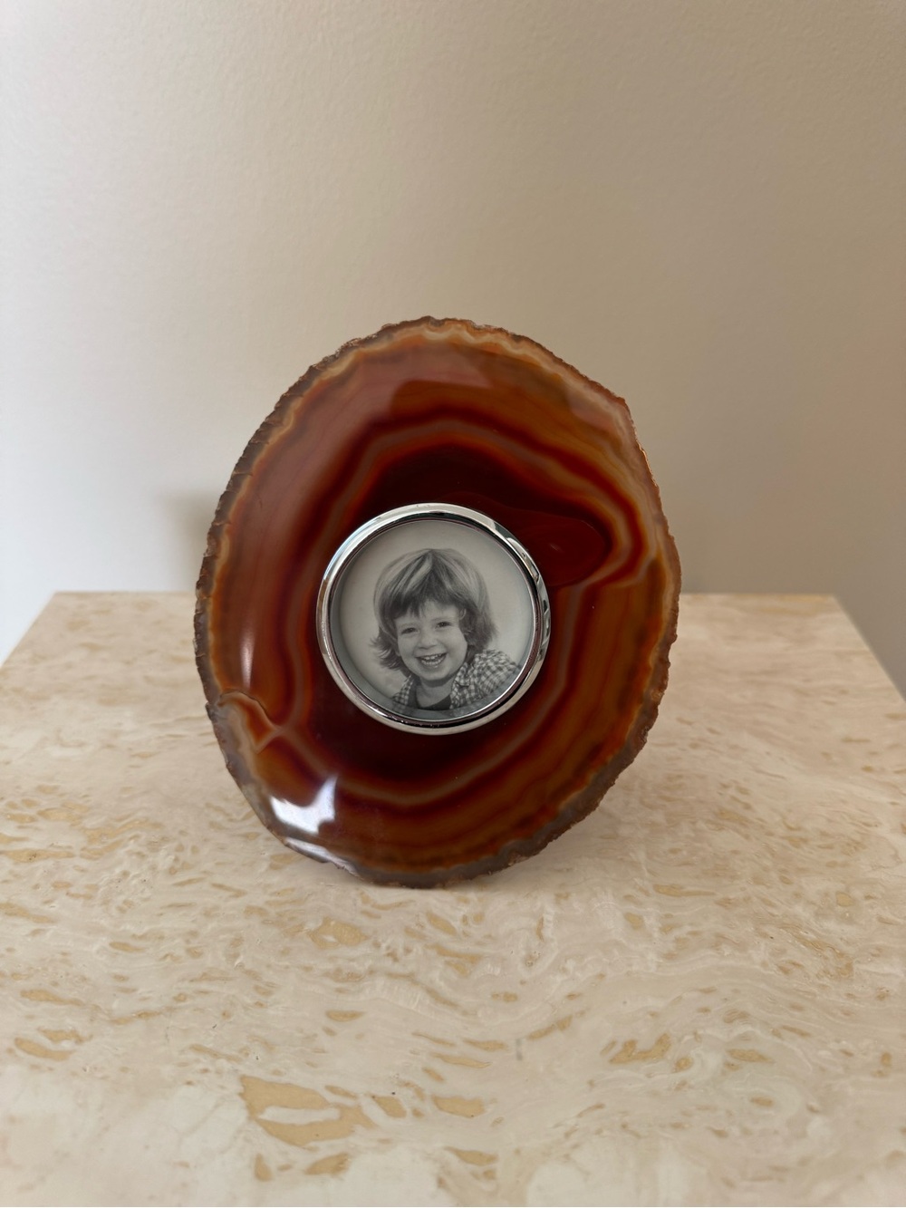 Brown Agate Slice RAB Labs Photo Frame with Silver Insert